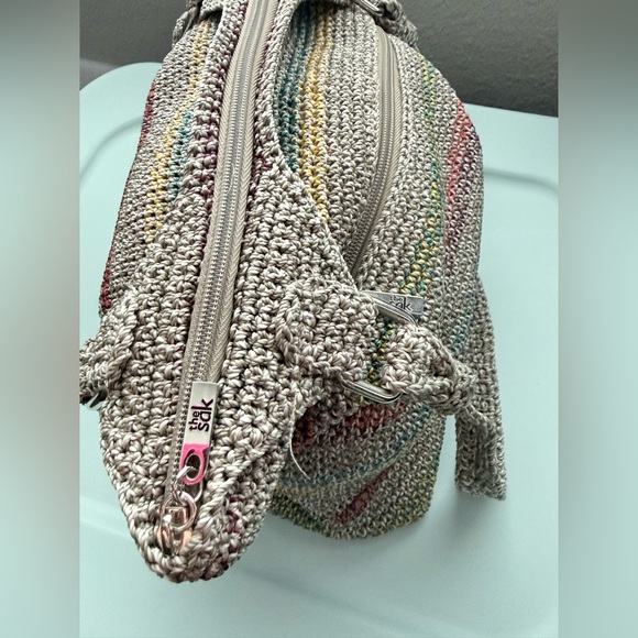 The Sak Voyager Crochet Striped Belle Shoulder Tote Bag. - Picture 8 of 9